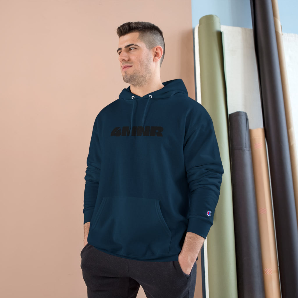 Black Embossed 'Champion' Hoodie - Minimal Streetwear Pullover