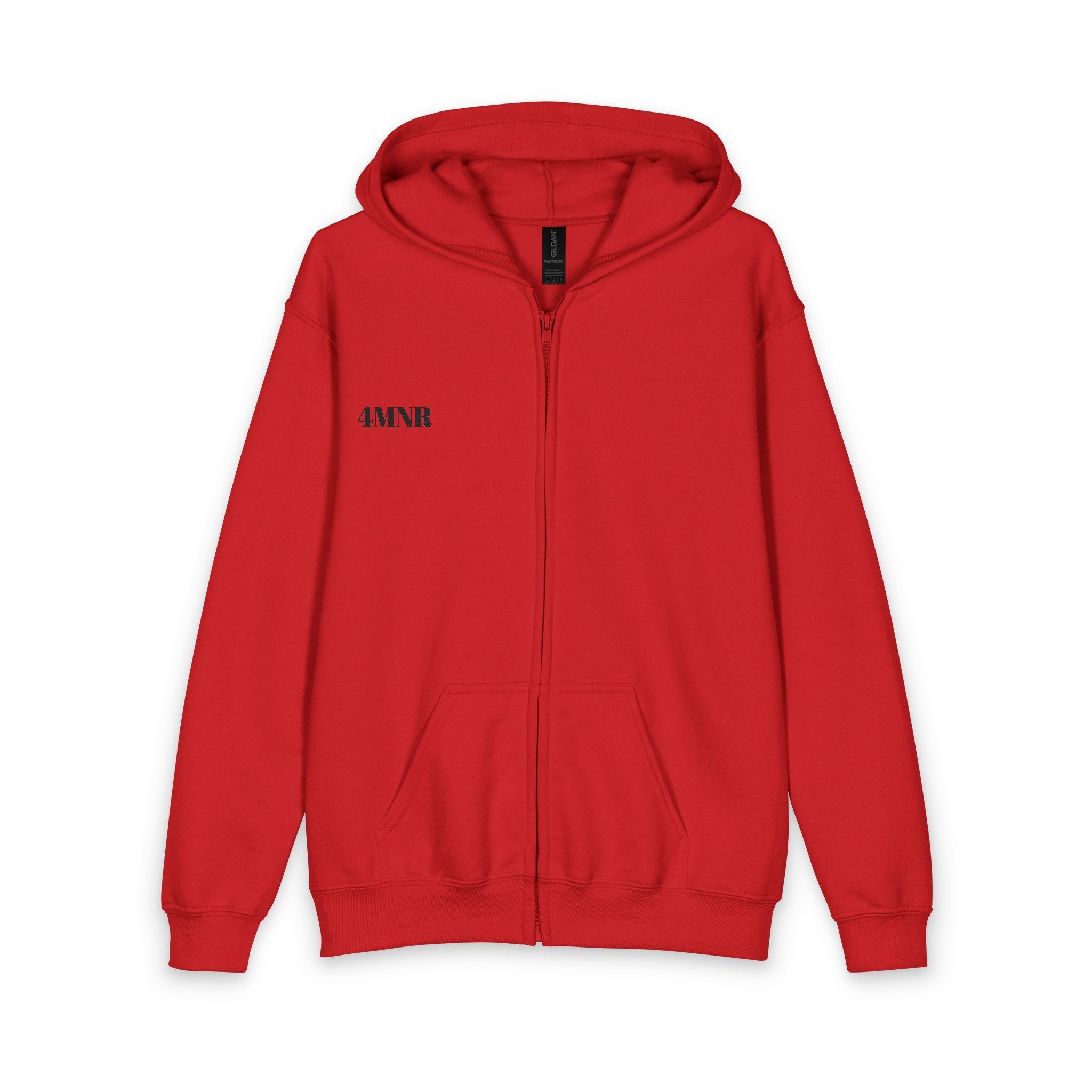 Youth Red Zipped Hoodie — Minimal 'LOVE' Chest Print