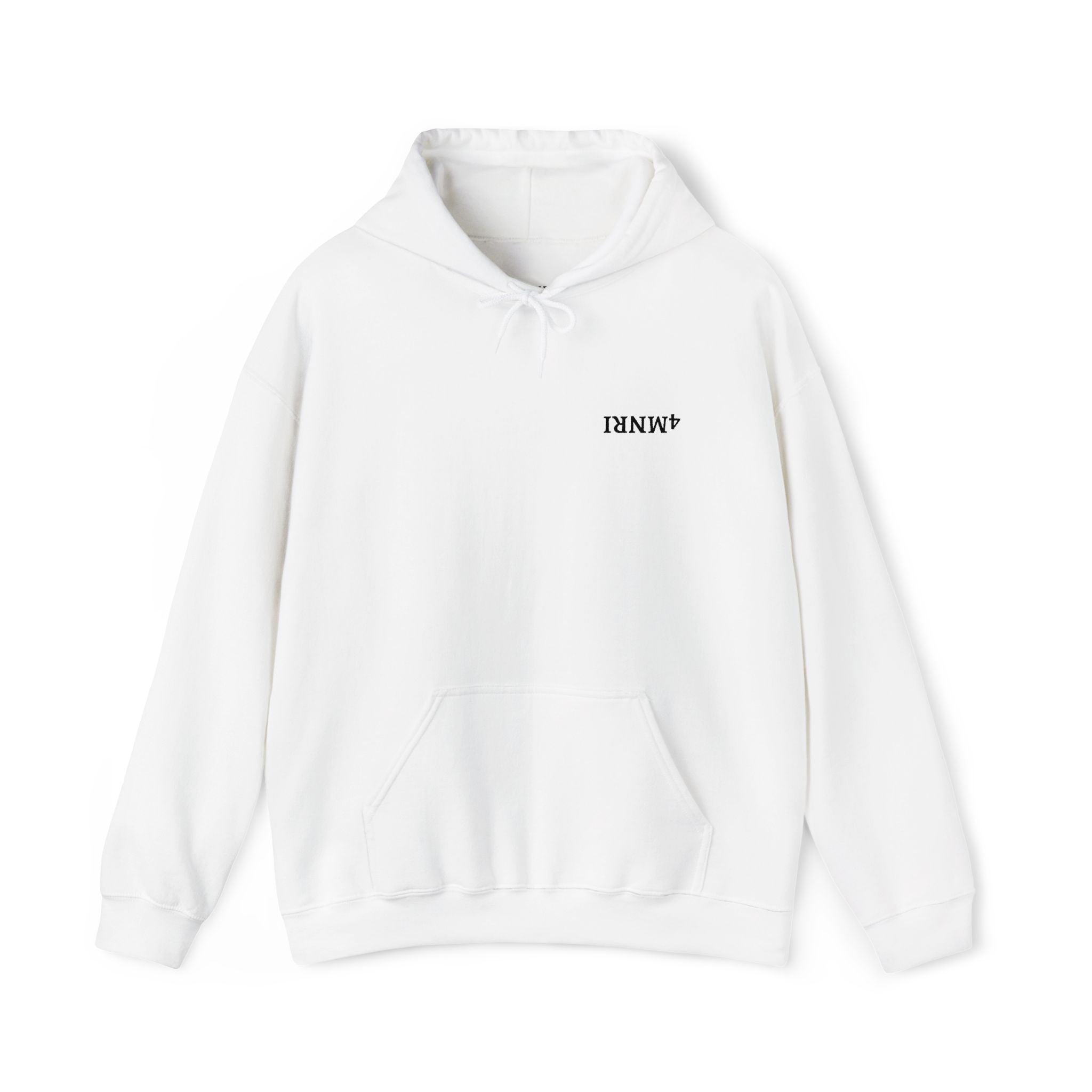 Minimal 'AMNRL' Hoodie — White Casual Pullover