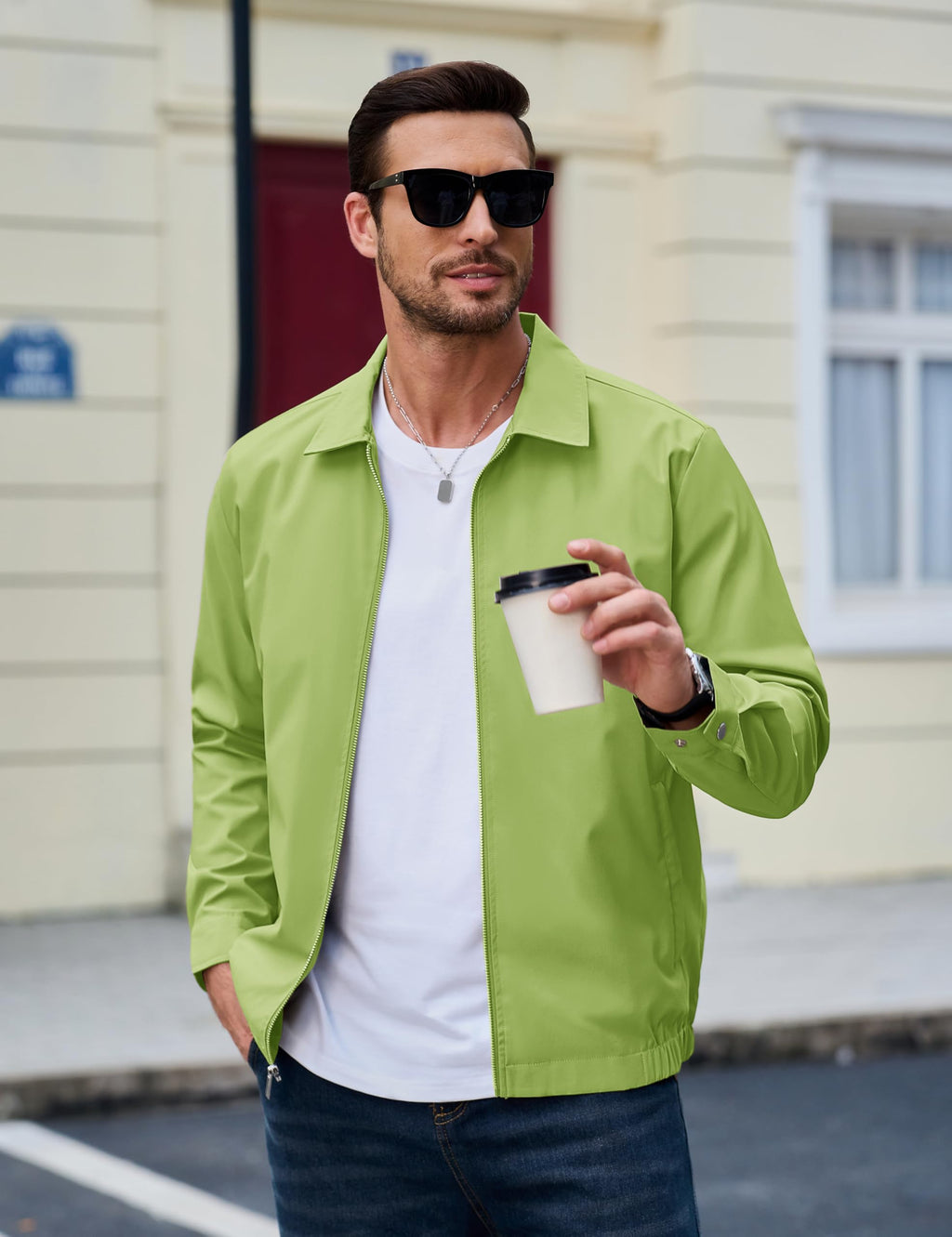 MAGCOMSEN Black Jacket Lightweight Windbreaker Spring Fall Jackets Zip Up Light Coat Business Casual Jacket with Pockets,S