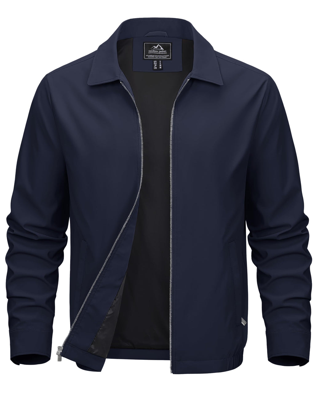 MAGCOMSEN Black Jacket Lightweight Windbreaker Spring Fall Jackets Zip Up Light Coat Business Casual Jacket with Pockets,S