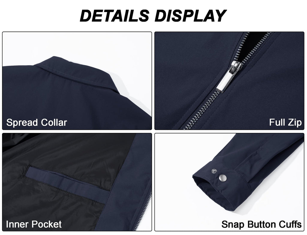 MAGCOMSEN Black Jacket Lightweight Windbreaker Spring Fall Jackets Zip Up Light Coat Business Casual Jacket with Pockets,S