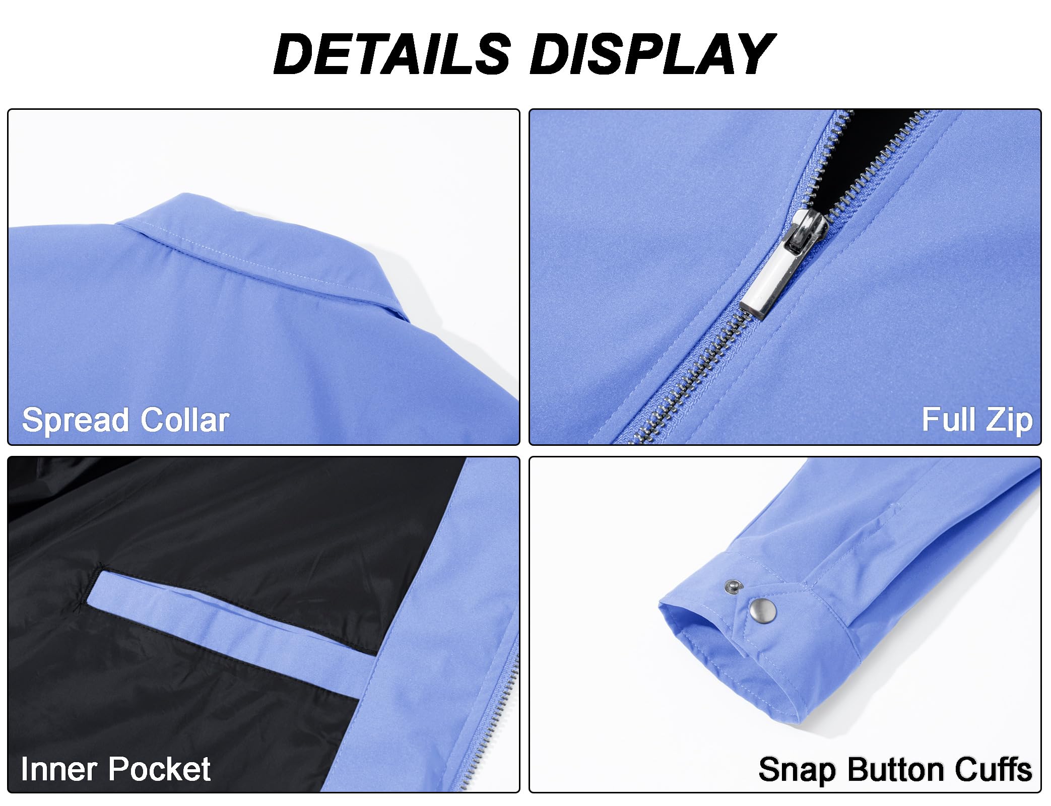 MAGCOMSEN Black Jacket Lightweight Windbreaker Spring Fall Jackets Zip Up Light Coat Business Casual Jacket with Pockets,S