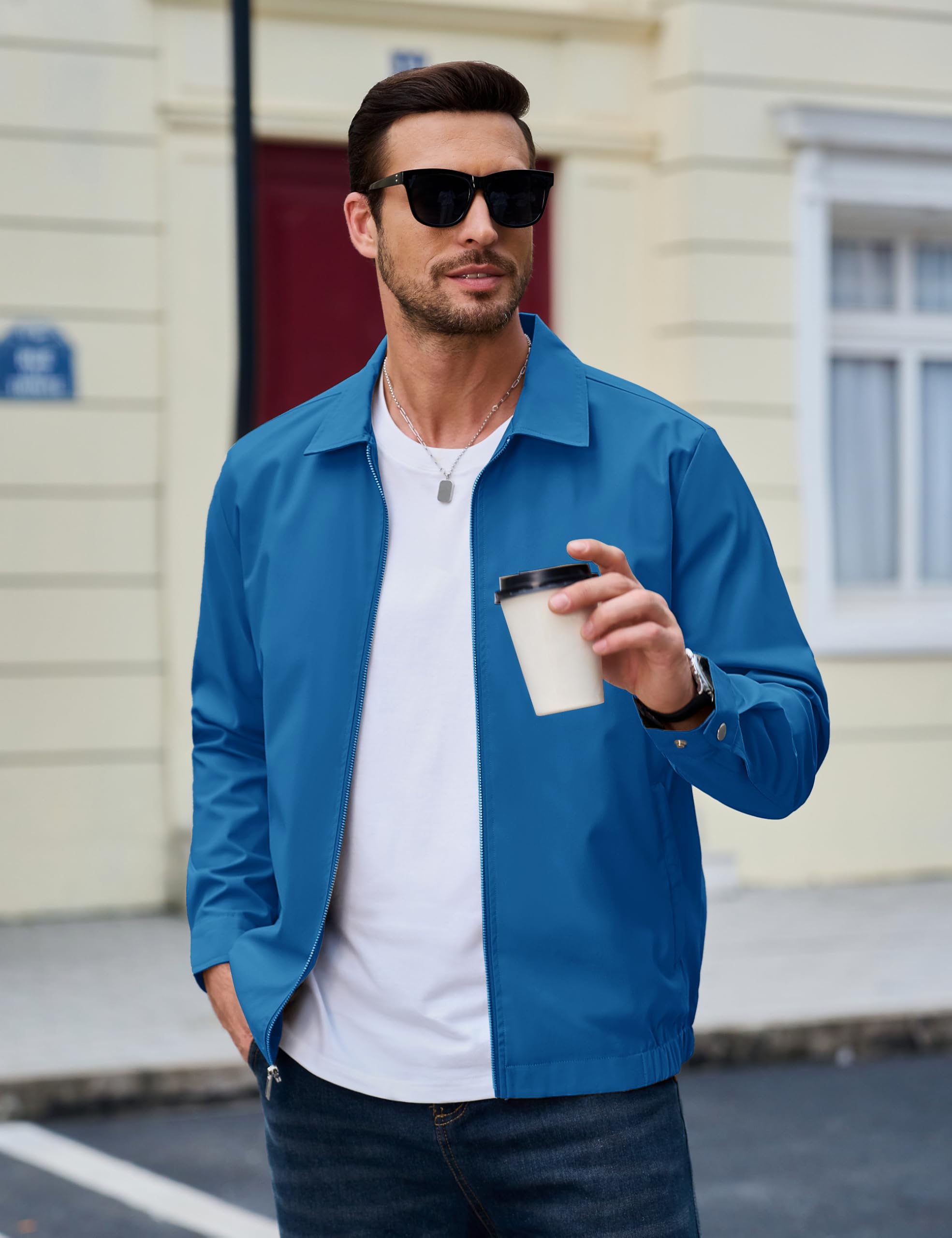 MAGCOMSEN Black Jacket Lightweight Windbreaker Spring Fall Jackets Zip Up Light Coat Business Casual Jacket with Pockets,S