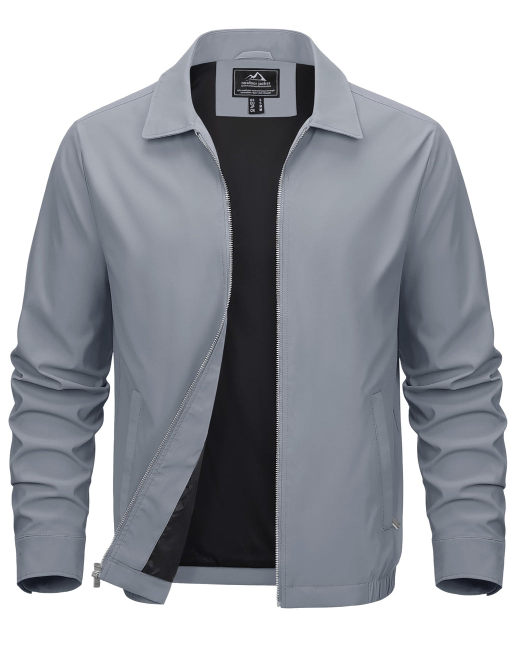 MAGCOMSEN Black Jacket Lightweight Windbreaker Spring Fall Jackets Zip Up Light Coat Business Casual Jacket with Pockets,S