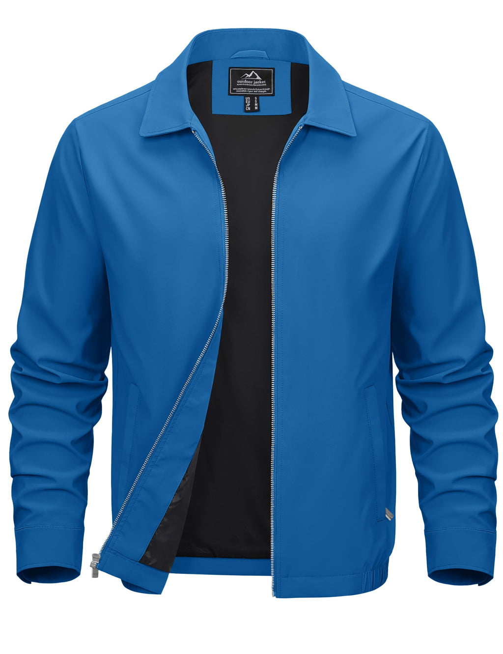 MAGCOMSEN Black Jacket Lightweight Windbreaker Spring Fall Jackets Zip Up Light Coat Business Casual Jacket with Pockets,S