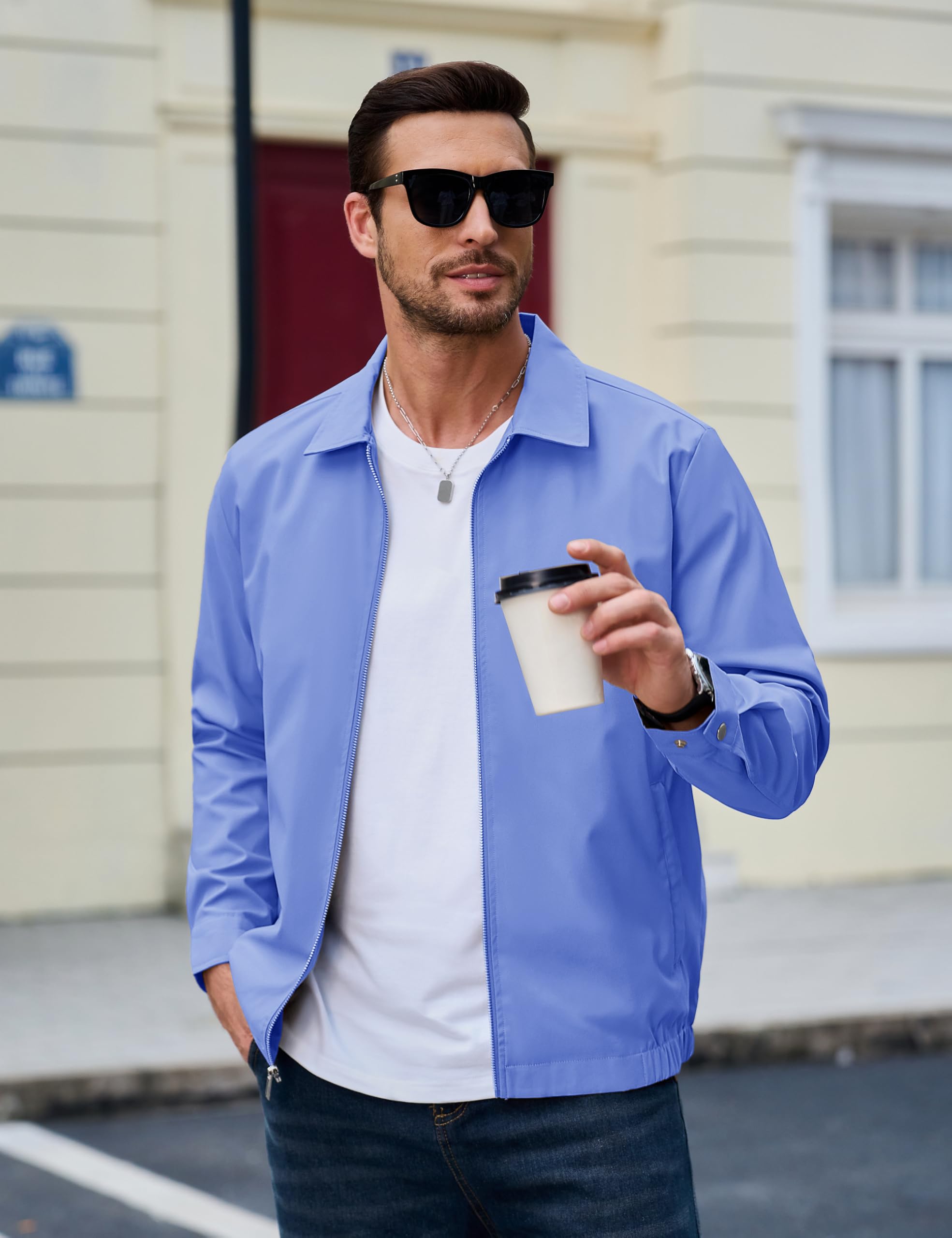 MAGCOMSEN Black Jacket Lightweight Windbreaker Spring Fall Jackets Zip Up Light Coat Business Casual Jacket with Pockets,S