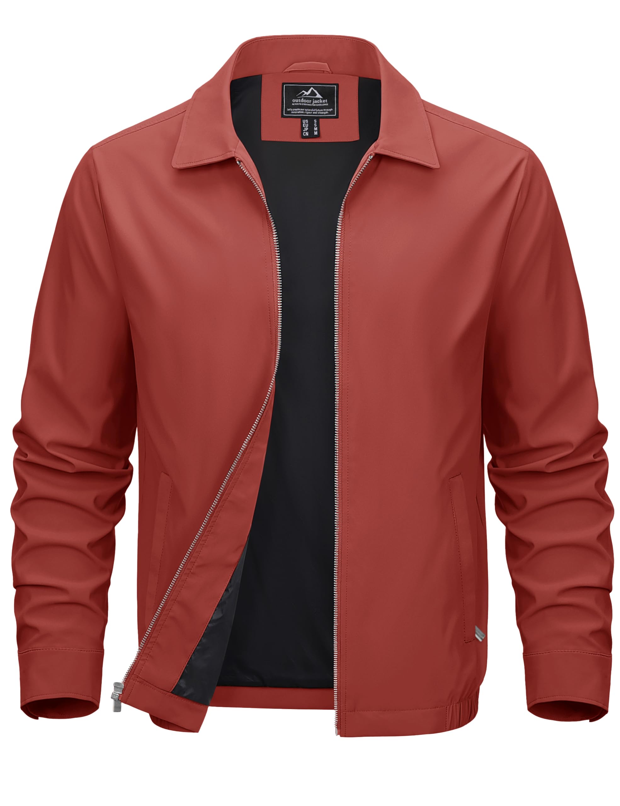 MAGCOMSEN Black Jacket Lightweight Windbreaker Spring Fall Jackets Zip Up Light Coat Business Casual Jacket with Pockets,S