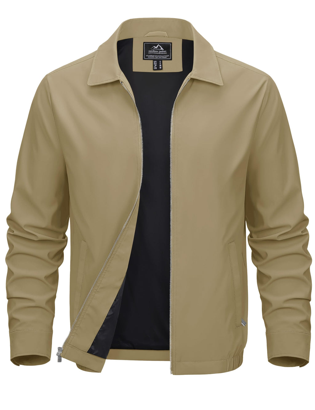 MAGCOMSEN Black Jacket Lightweight Windbreaker Spring Fall Jackets Zip Up Light Coat Business Casual Jacket with Pockets,S