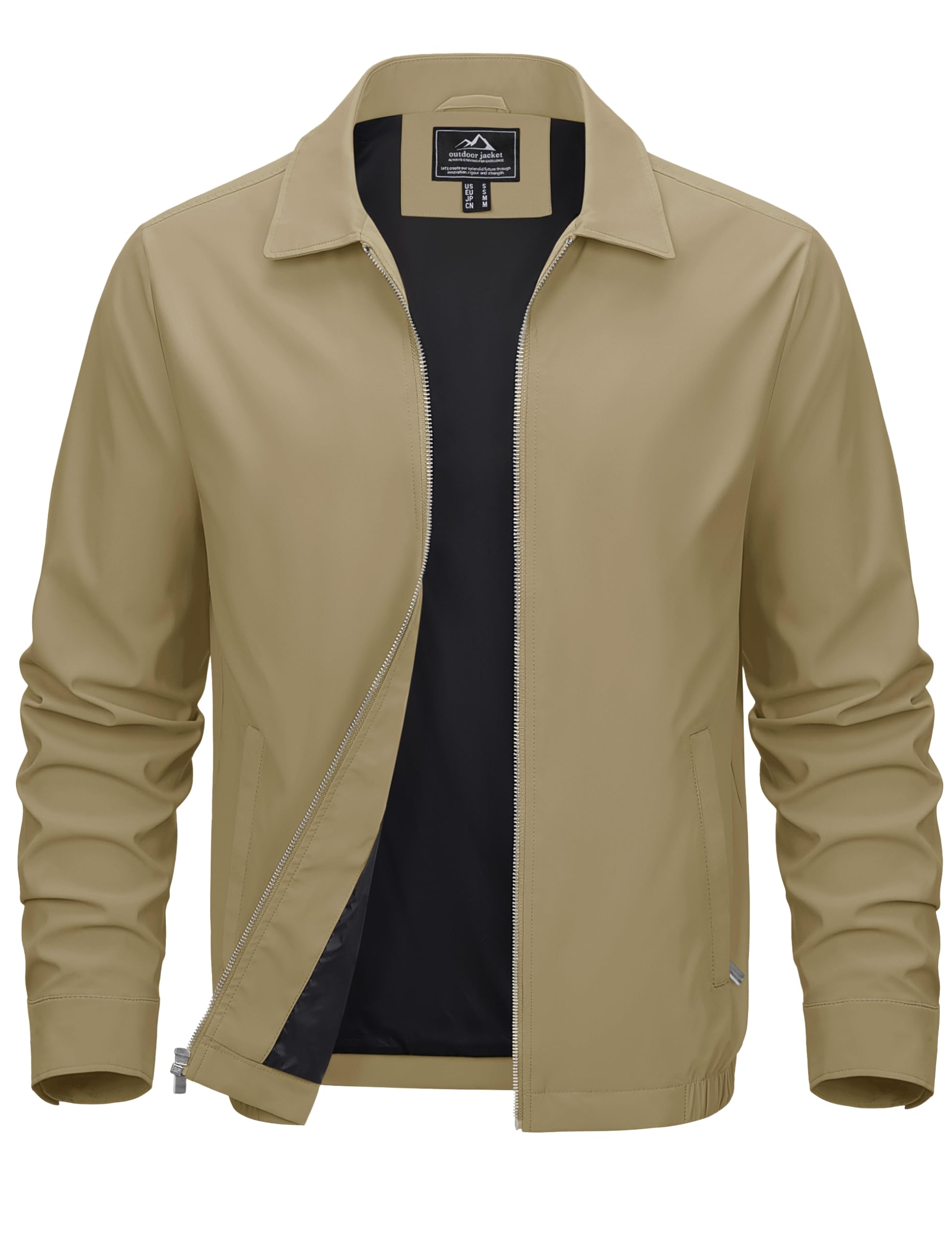 MAGCOMSEN Black Jacket Lightweight Windbreaker Spring Fall Jackets Zip Up Light Coat Business Casual Jacket with Pockets,S