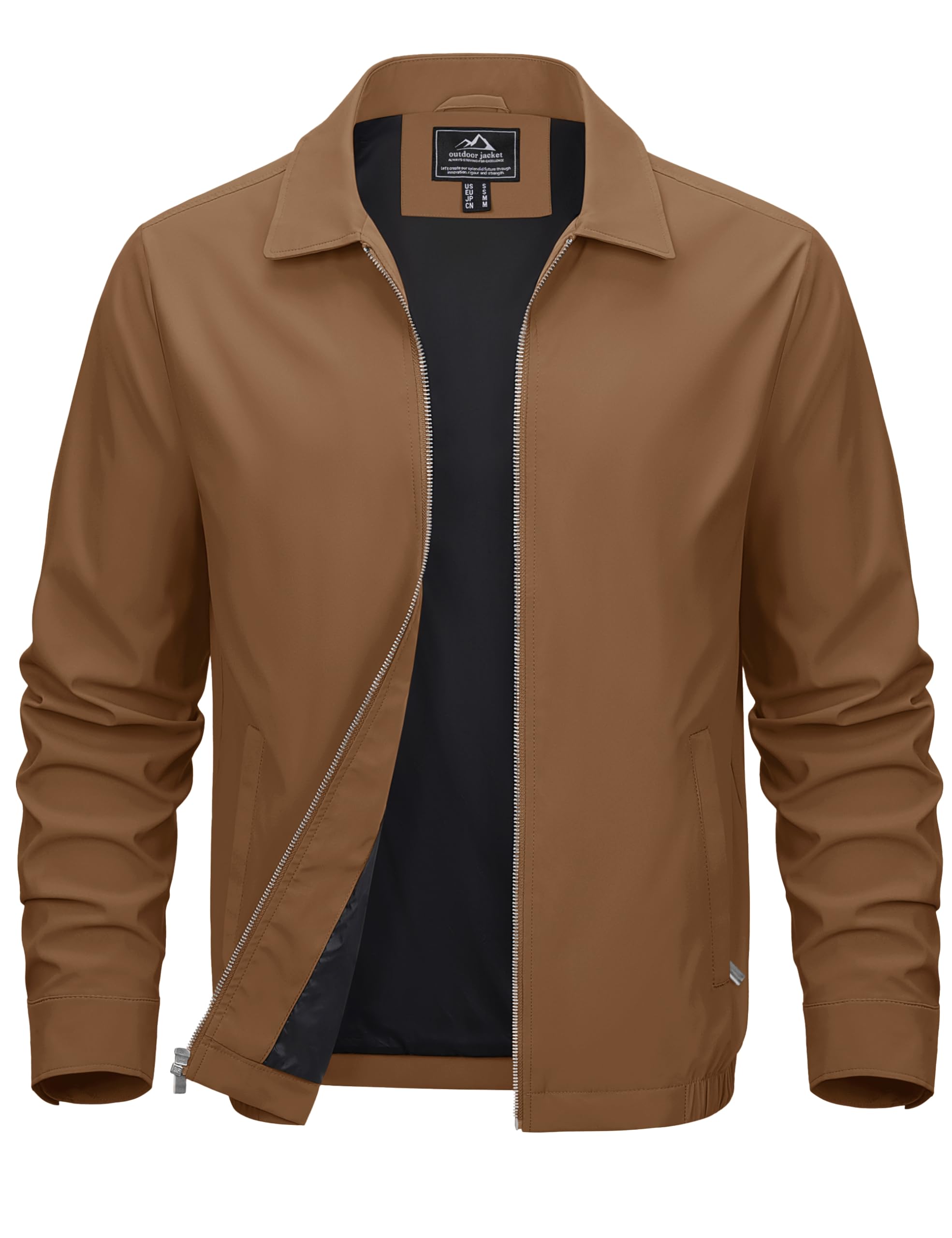 MAGCOMSEN Black Jacket Lightweight Windbreaker Spring Fall Jackets Zip Up Light Coat Business Casual Jacket with Pockets,S