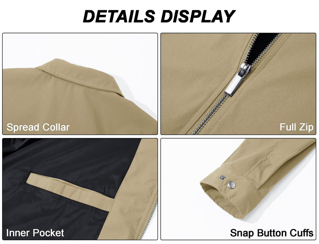 MAGCOMSEN Black Jacket Lightweight Windbreaker Spring Fall Jackets Zip Up Light Coat Business Casual Jacket with Pockets,S