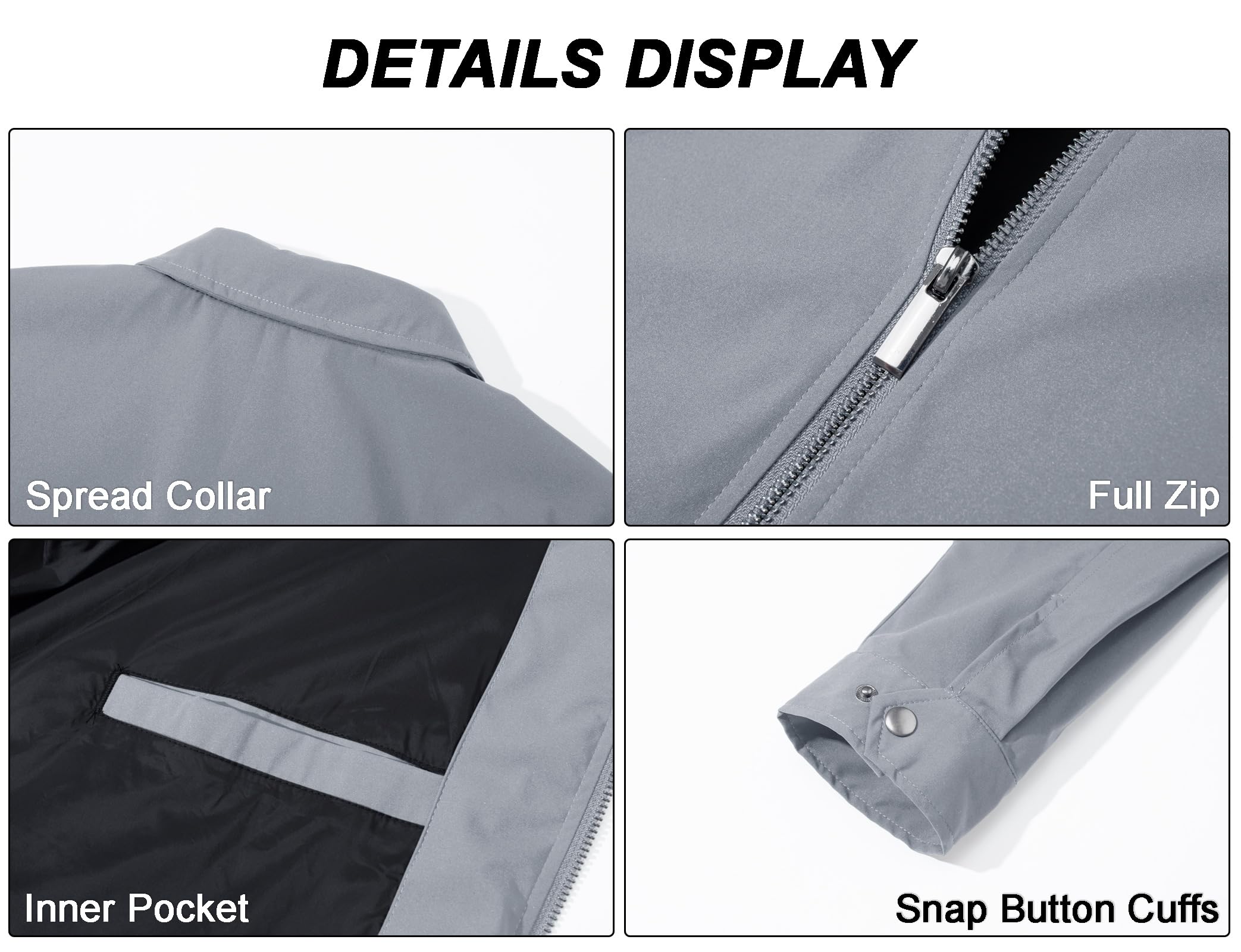 MAGCOMSEN Black Jacket Lightweight Windbreaker Spring Fall Jackets Zip Up Light Coat Business Casual Jacket with Pockets,S