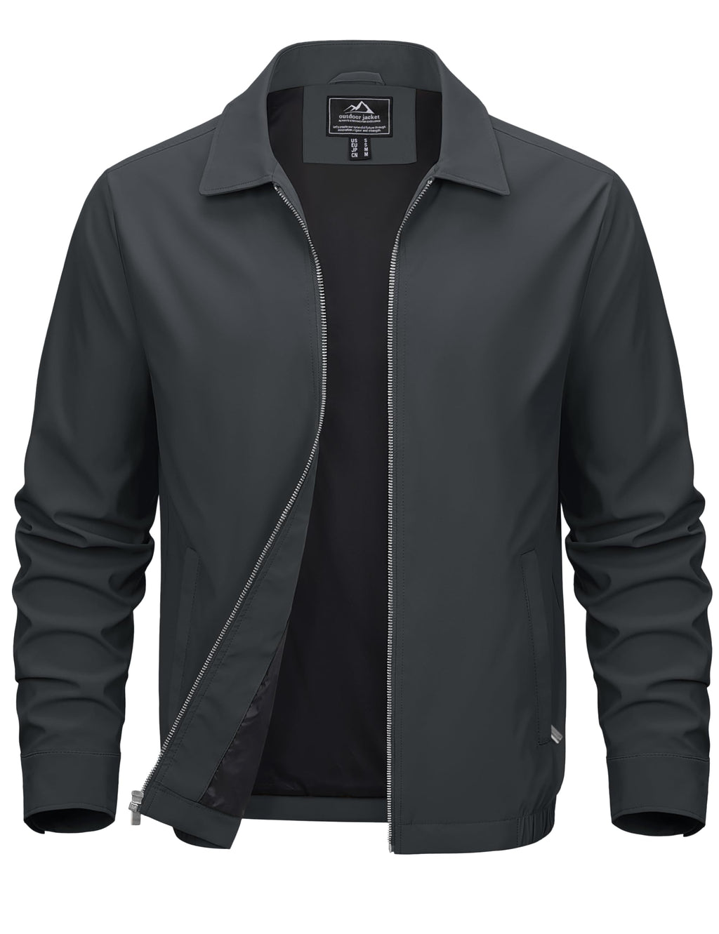 MAGCOMSEN Black Jacket Lightweight Windbreaker Spring Fall Jackets Zip Up Light Coat Business Casual Jacket with Pockets,S