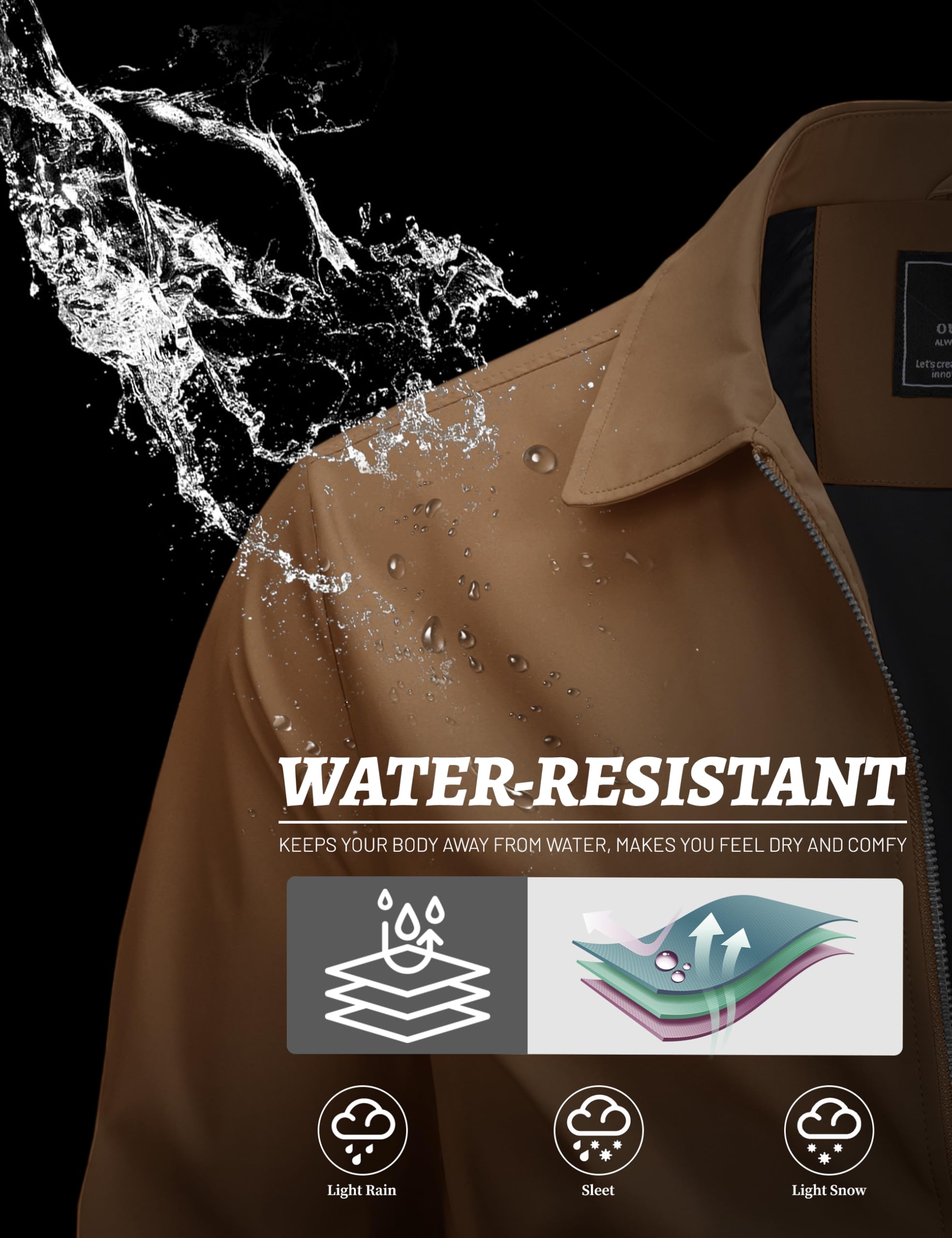 MAGCOMSEN Black Jacket Lightweight Windbreaker Spring Fall Jackets Zip Up Light Coat Business Casual Jacket with Pockets,S