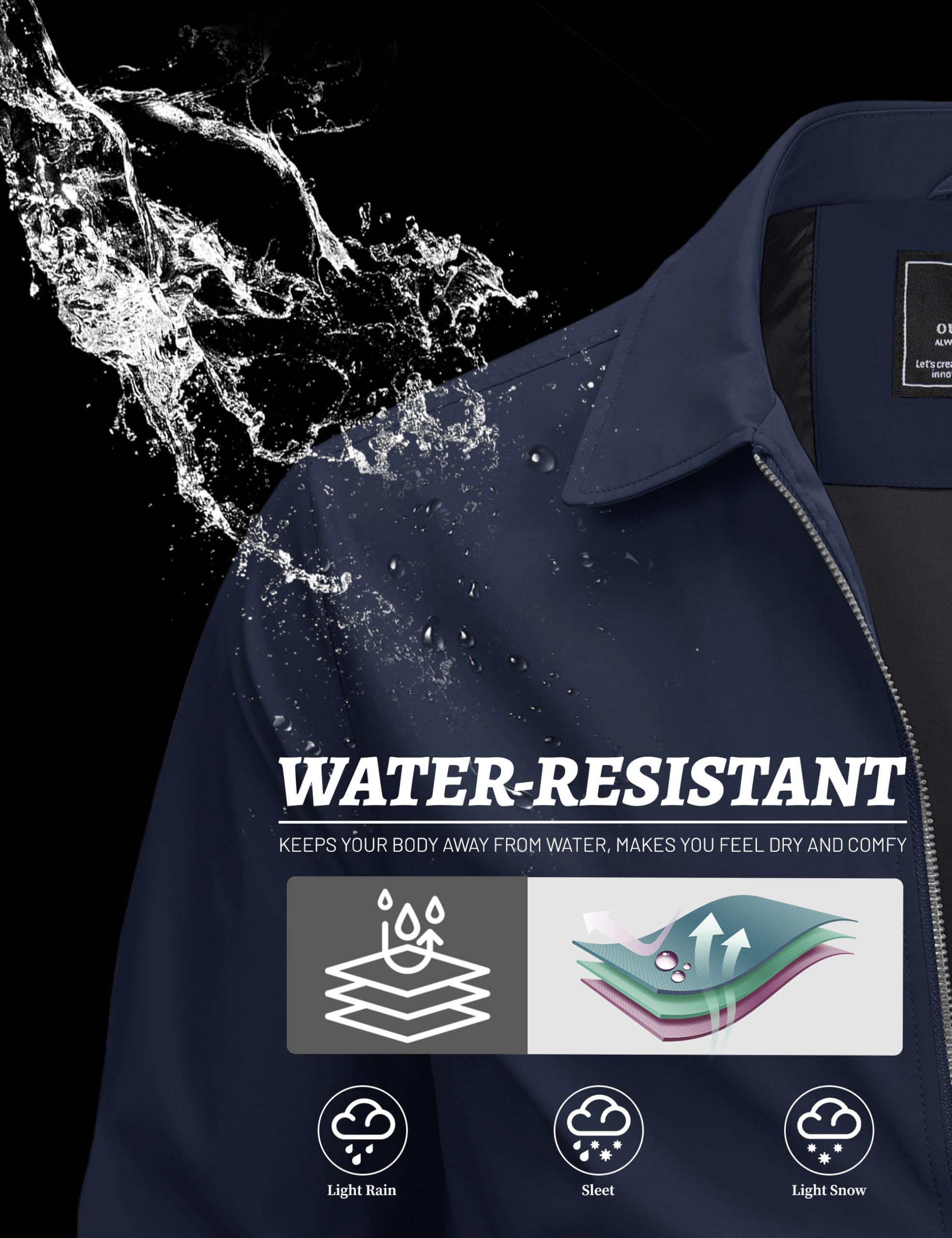 MAGCOMSEN Black Jacket Lightweight Windbreaker Spring Fall Jackets Zip Up Light Coat Business Casual Jacket with Pockets,S