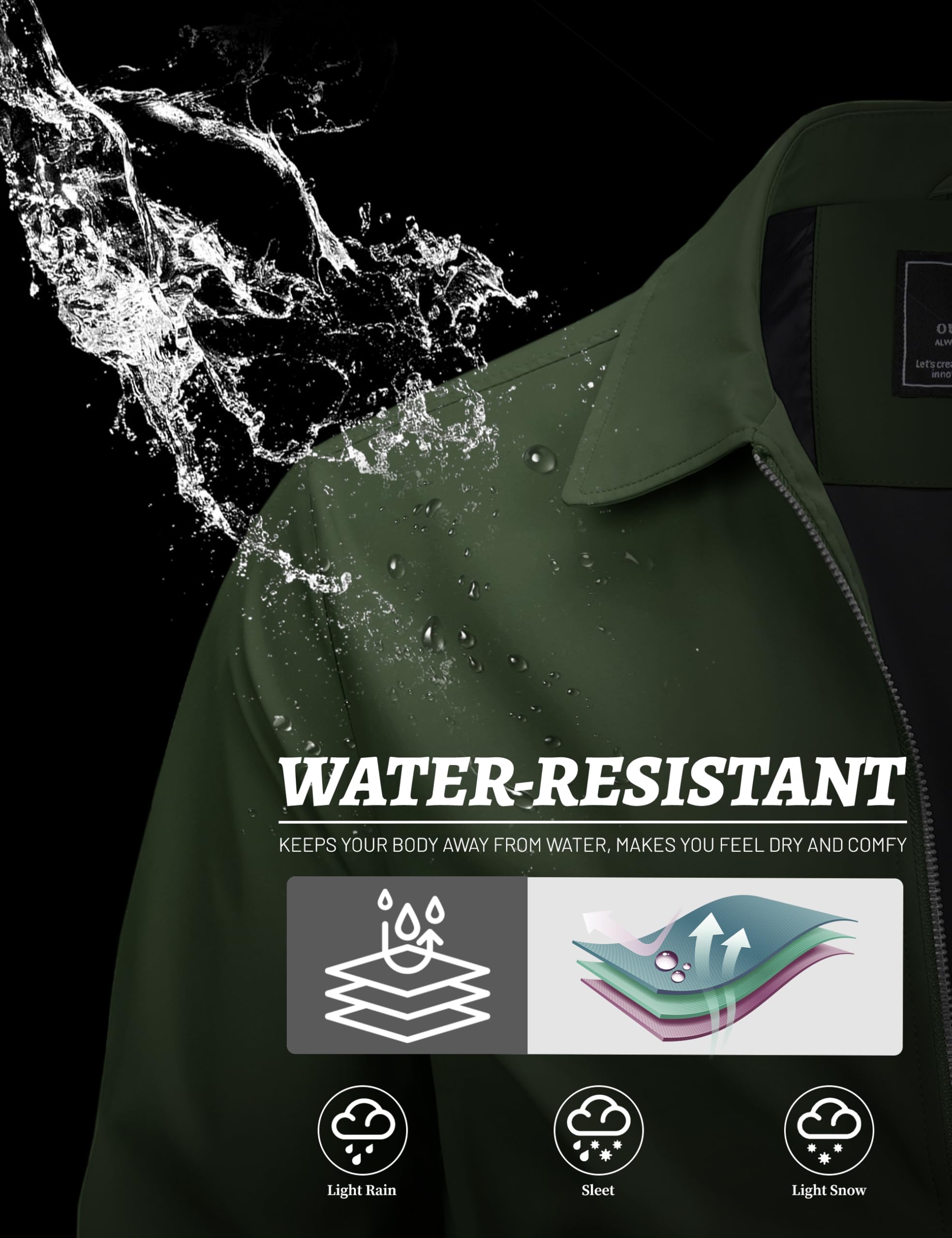 MAGCOMSEN Black Jacket Lightweight Windbreaker Spring Fall Jackets Zip Up Light Coat Business Casual Jacket with Pockets,S